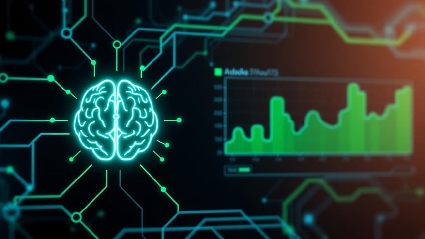 AI and machine learning visualization with neural networks and analytics