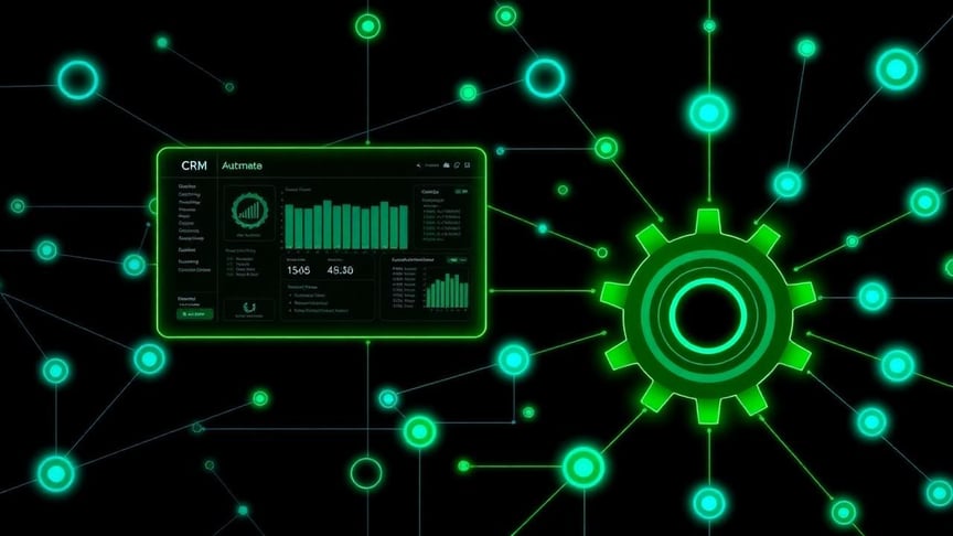 CRM and automation integration showing connected nodes and data flow